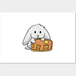 Cute Bunny Pancakes White Posters and Art